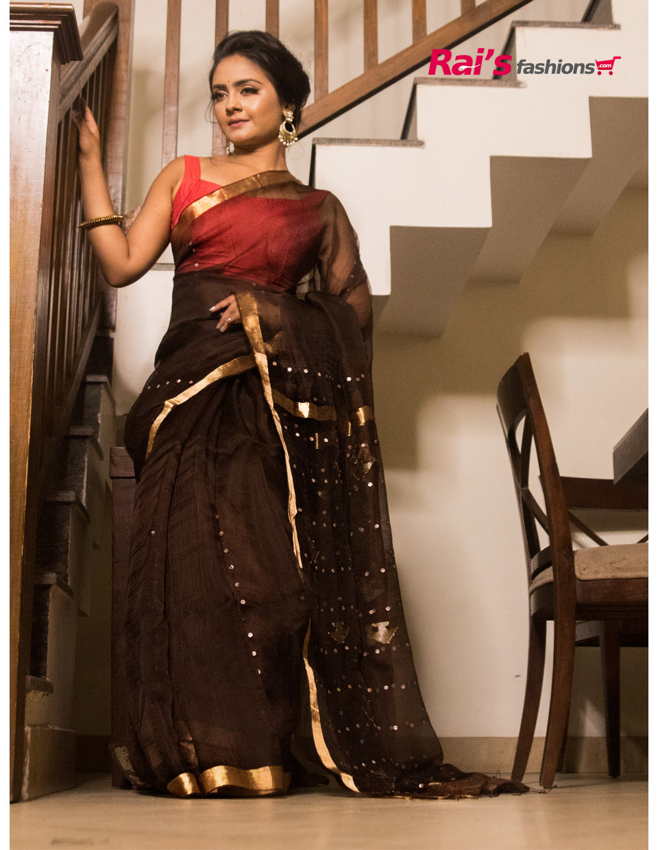 Exclusive Pure Reshom Silk Saree With All Over Pocket Weaving Shell Sequin Stripes Design And Pallu Handweaving Zari Butta Work (RAI207921)